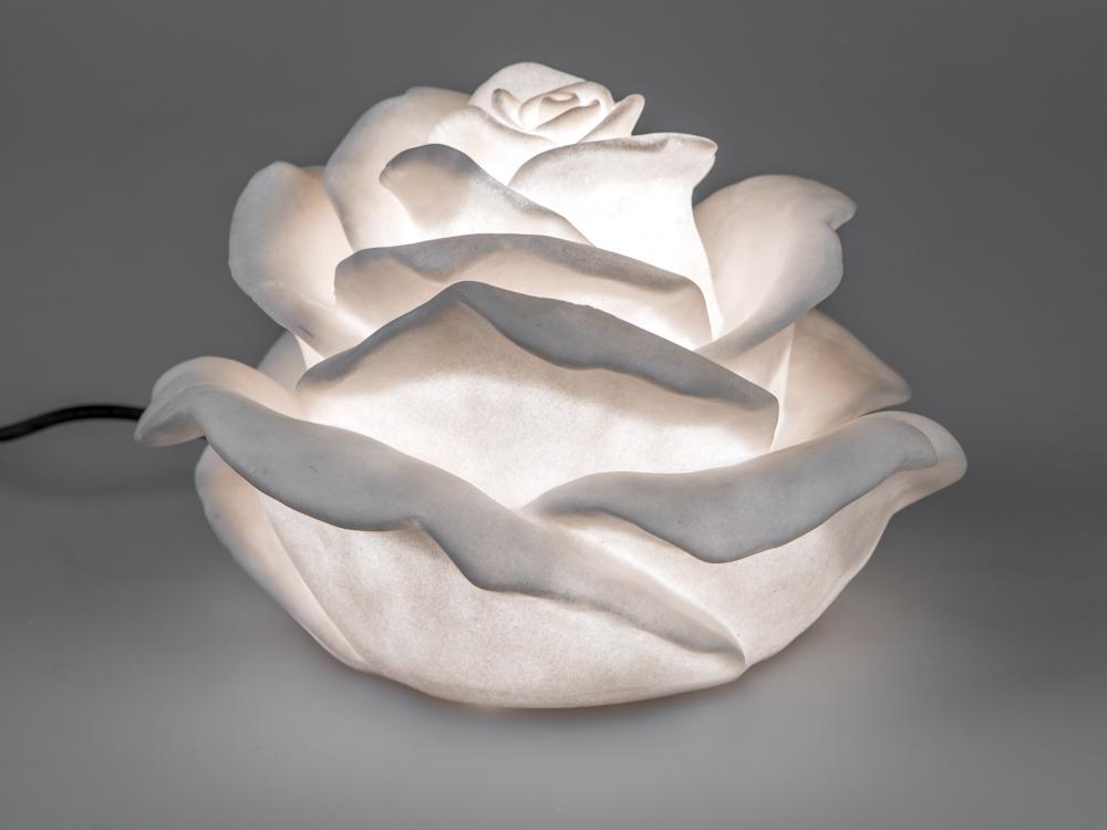 Lampe Rosenblüte wetterfest 35 cm / Fiberglas